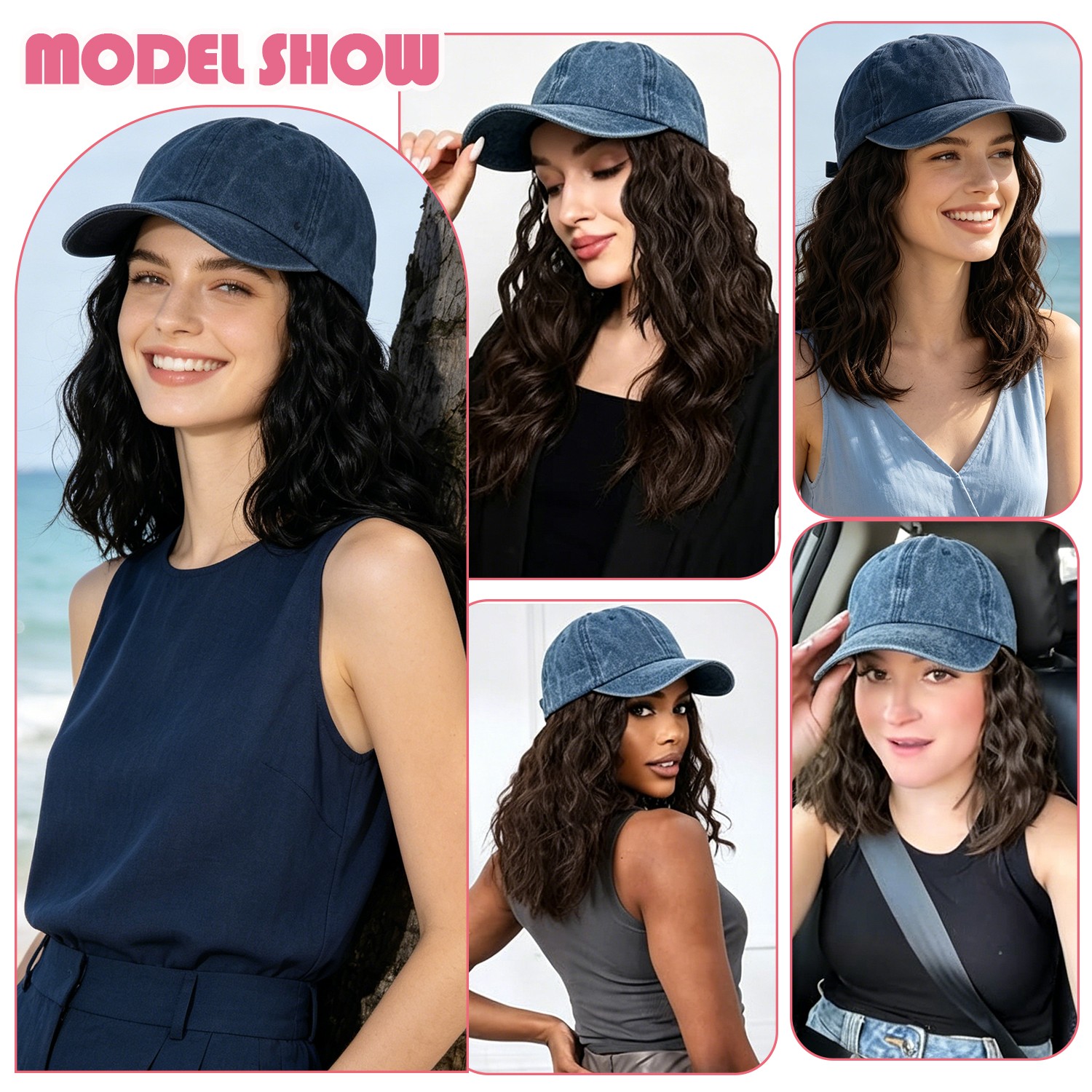 8in Cap with Hair Attached For Women Wig Hat with Hair Short Bob Style Synthetic