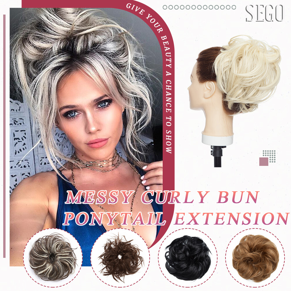 85g Large Curly Scrunchie Messy Bun Hair Piece Updo Ponytail Hair Extension US