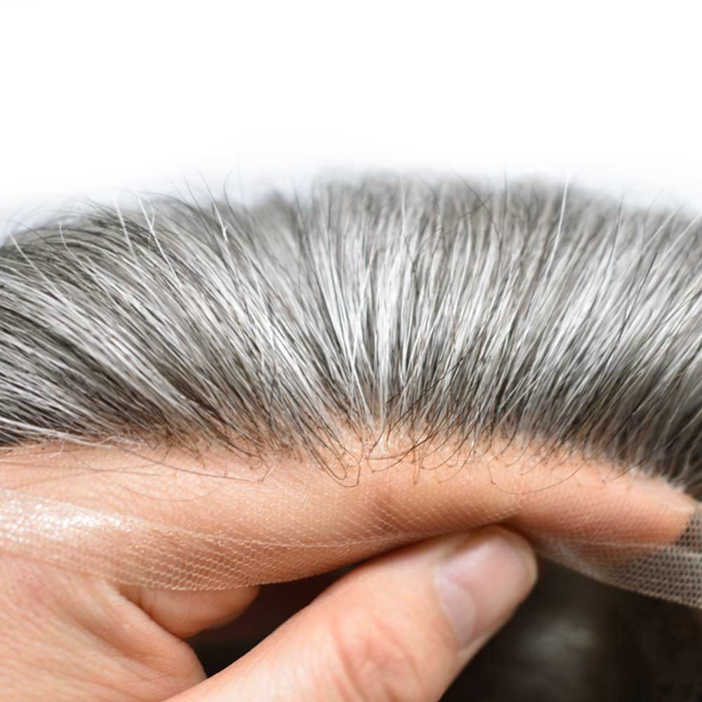 French Lace Front Mens Toupee Human Hair Piece System Wig Natural Breathable 7X9