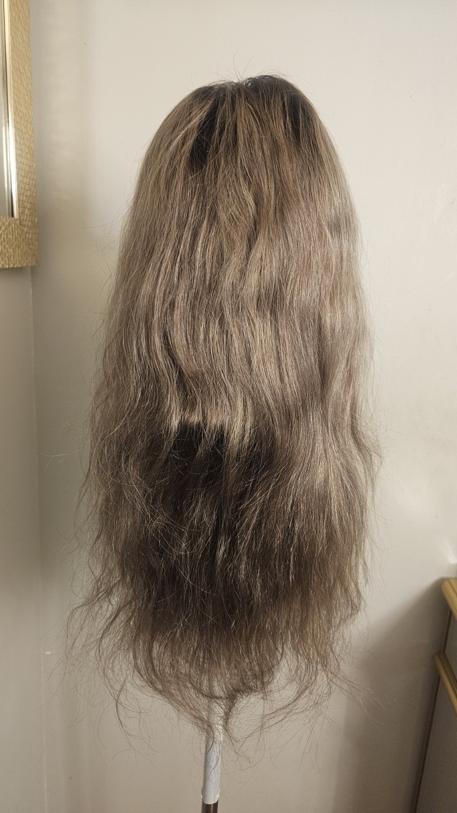 High Quality regular Top 22 to 24″ grey curly 100% Virgin Human Hair Lace Wig
