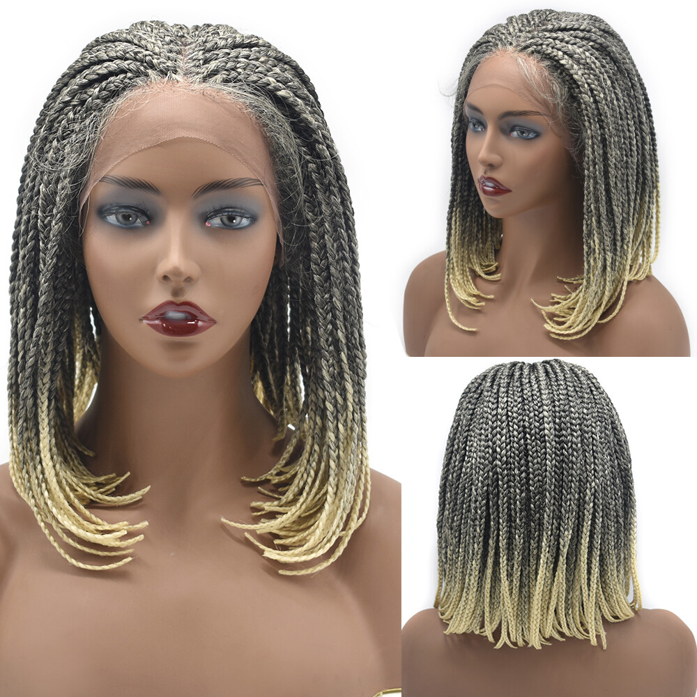 Lace Front Box Braided Cornrow Wig with Baby Hair for Black Women 16″ Braids Wig