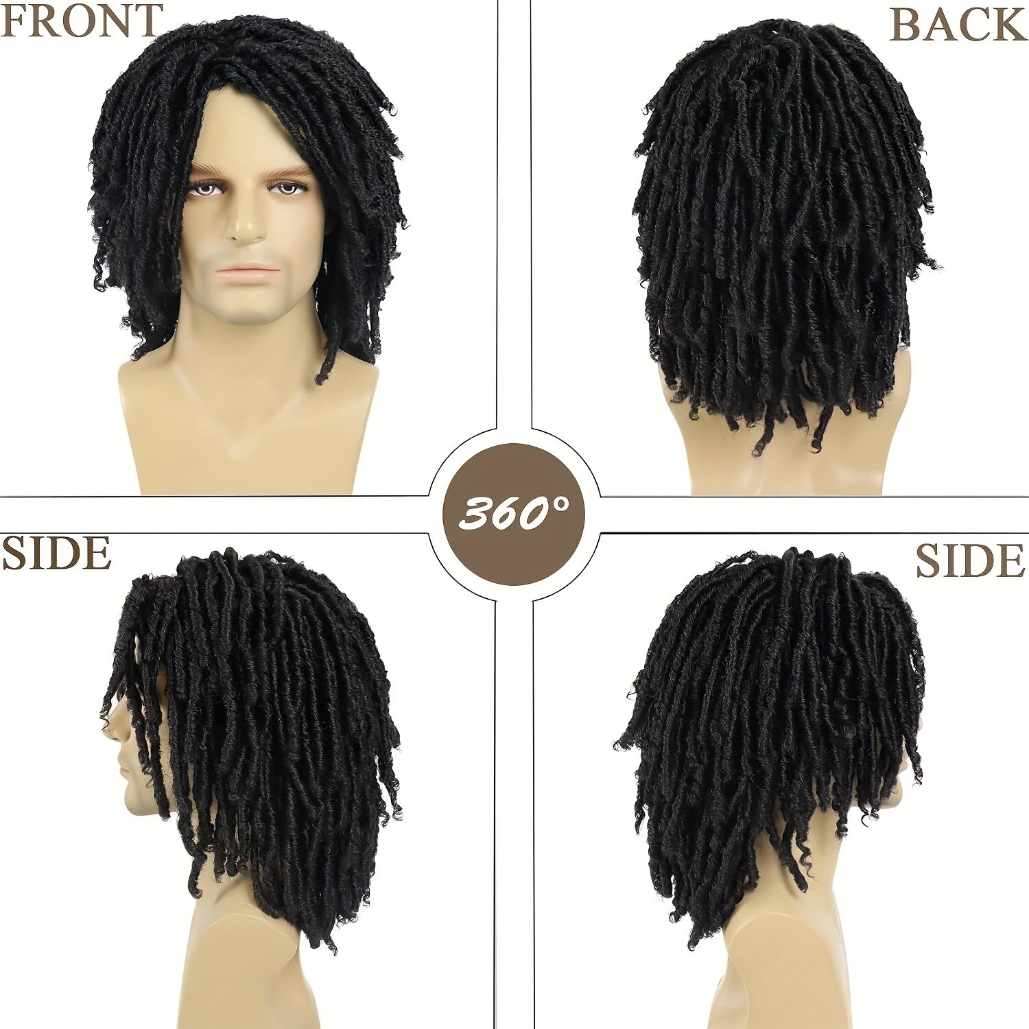 6Inch Short Braided Wig For Man Black Crochet Twist Hair Synthetic Wig Braids