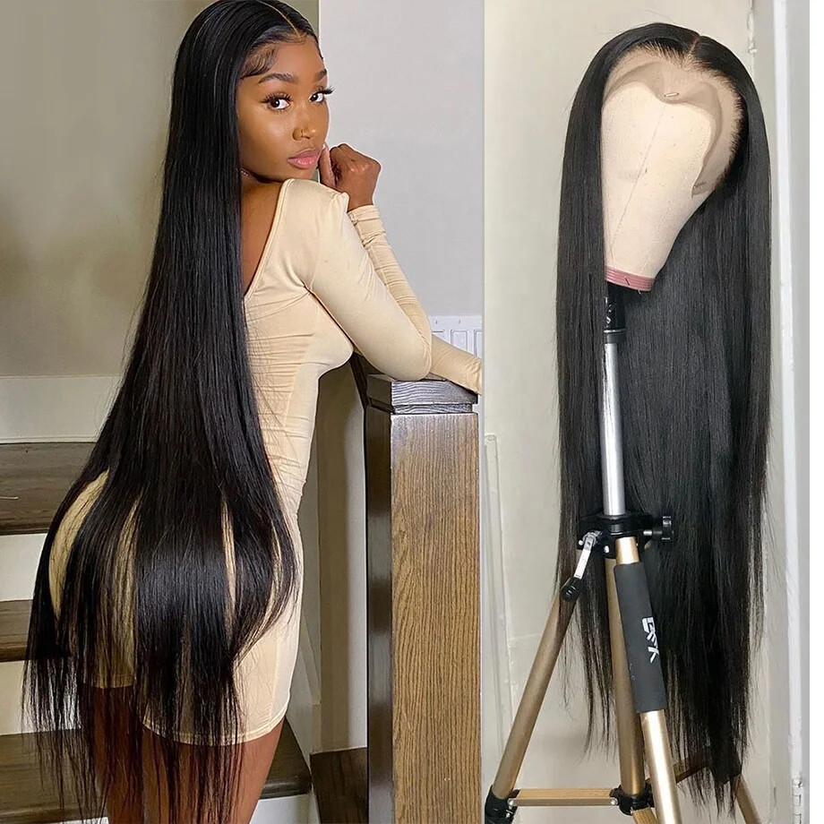 Human Pre Plucked Bleached Knots Lace Wig Transparent Raw Hair Lace Front Wigs