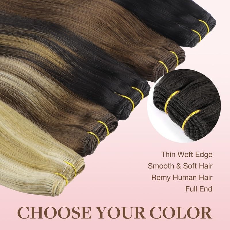 Sew In Premium Human Hair Extensions Bundles Thick Real Remy Weaves Double Weft