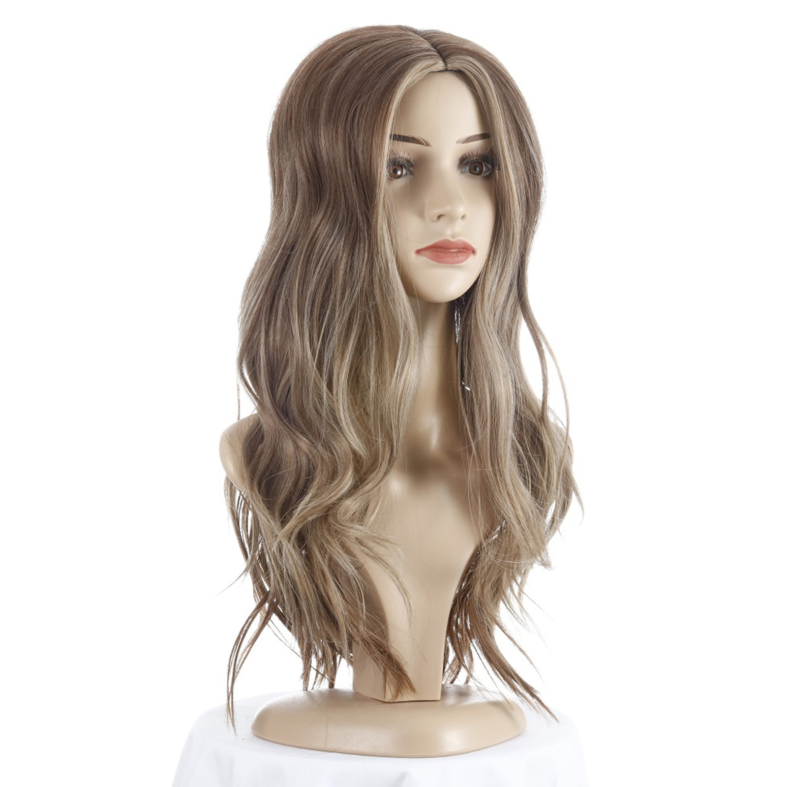 Light Brown Blonde Daily Wigs Ombre Long Wavy Synthetic Hair for Women Cosplay