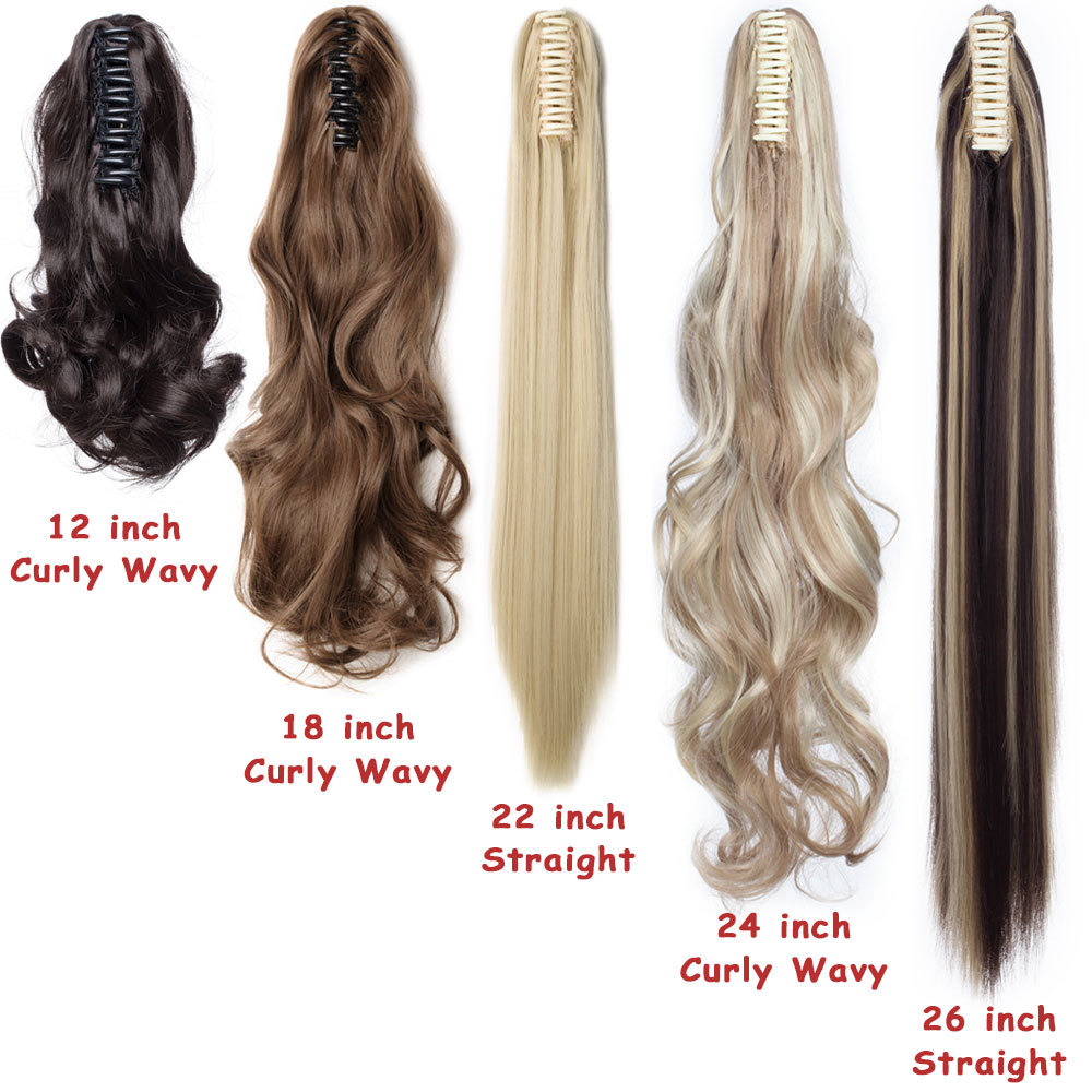 US 100% Real Thick Pony Tail Hair Extensions Clip In Claw Around Ponytail Ombre