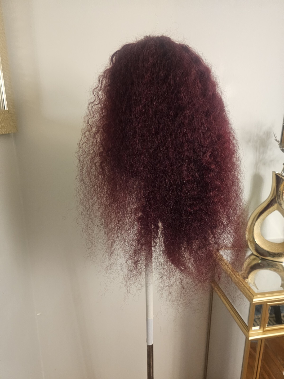 High Quality regular Top Reddish 24″wavy curly 150% Virgin Human Hair Lace Wig