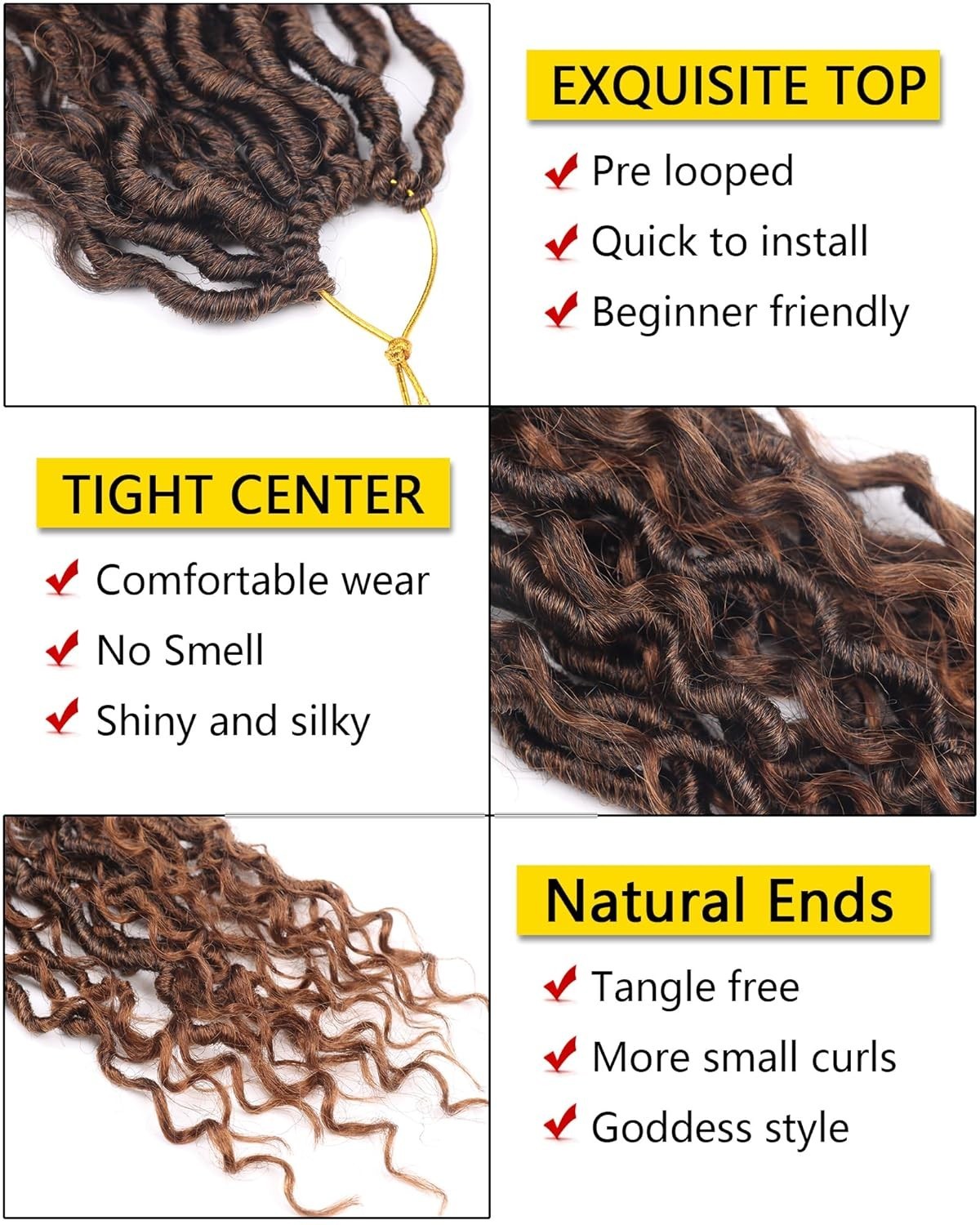 Goddess Locs Crochet Hair 14 Inch 7 Packs Curly Faux Crochet Hair Black Women