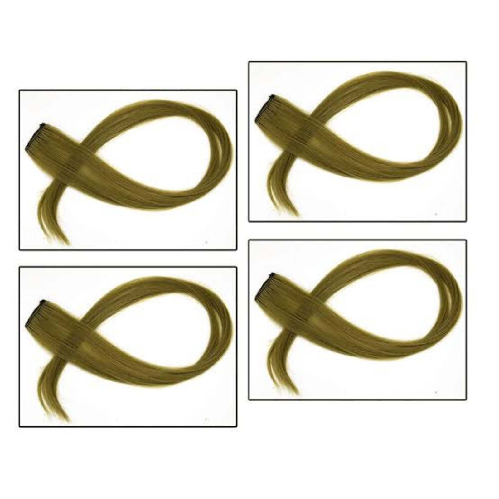 CADENZA Real Human Hair Clip-In Extensions Set of 4 Olive Green Remy Hair