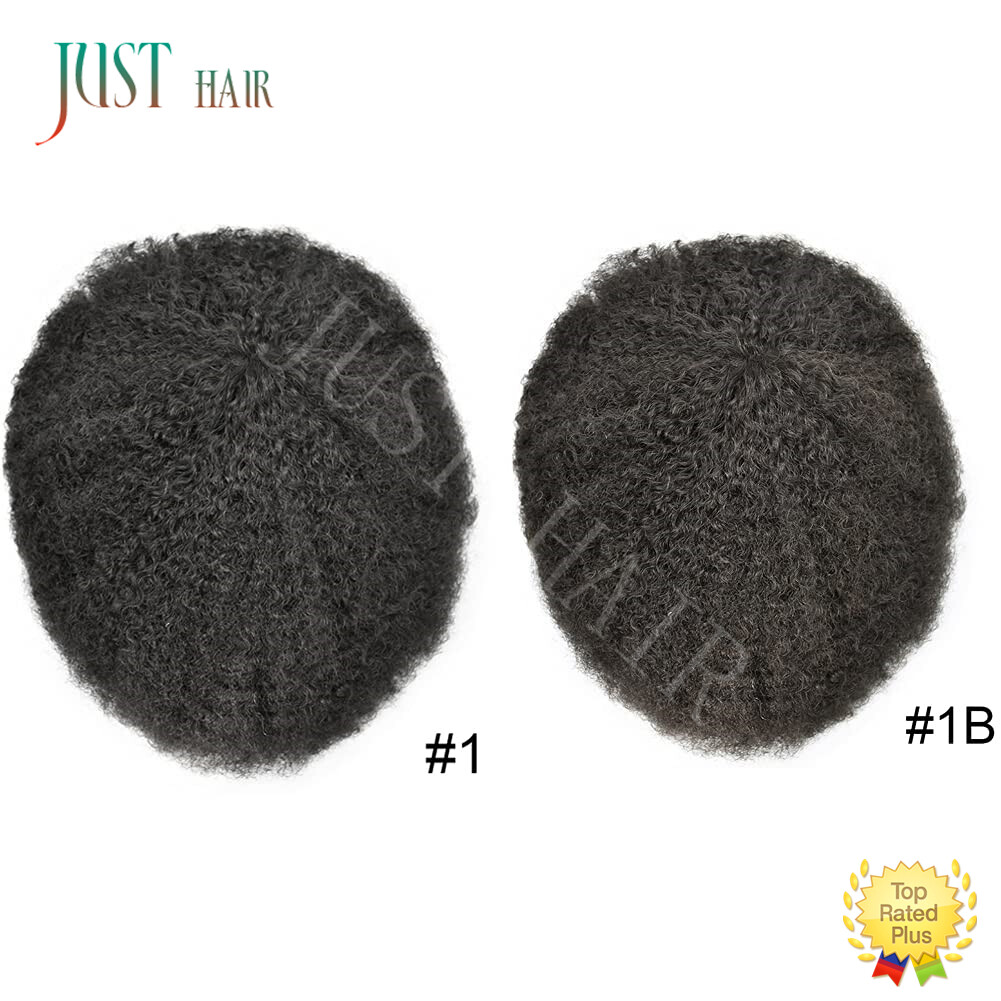 Afro Toupee for Black Men Full Poly Afro Wave Hair Units Human Hair PU System US
