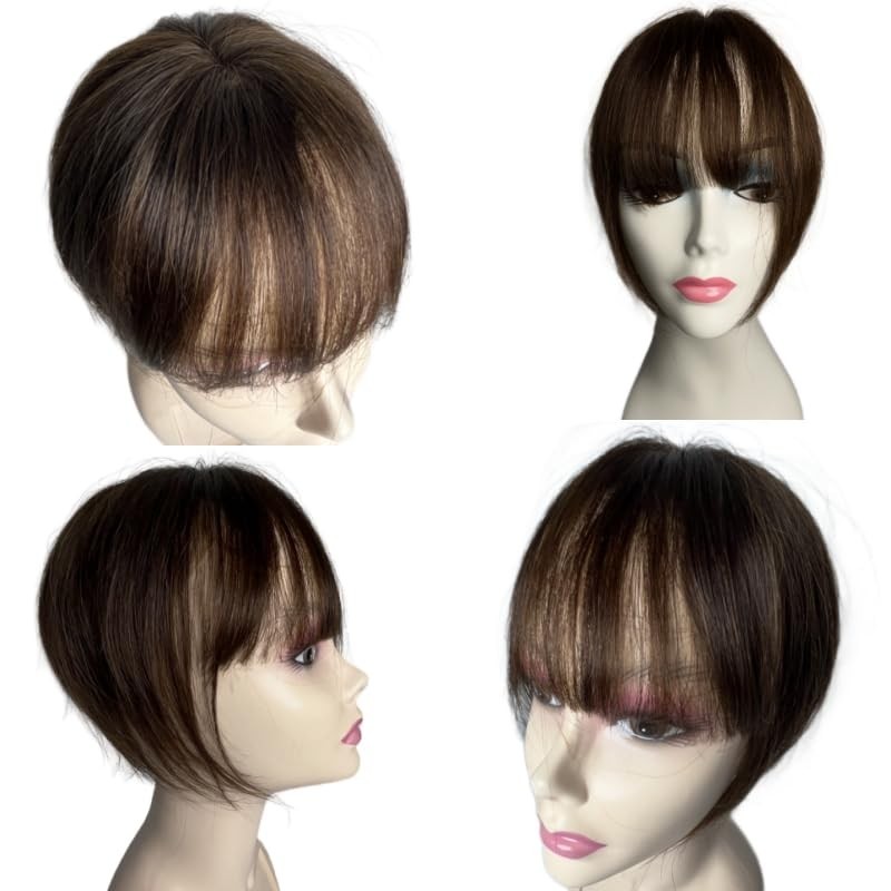 Realistic Human Hair Toppers with Glueless Clips – Custom Style Dark Brown