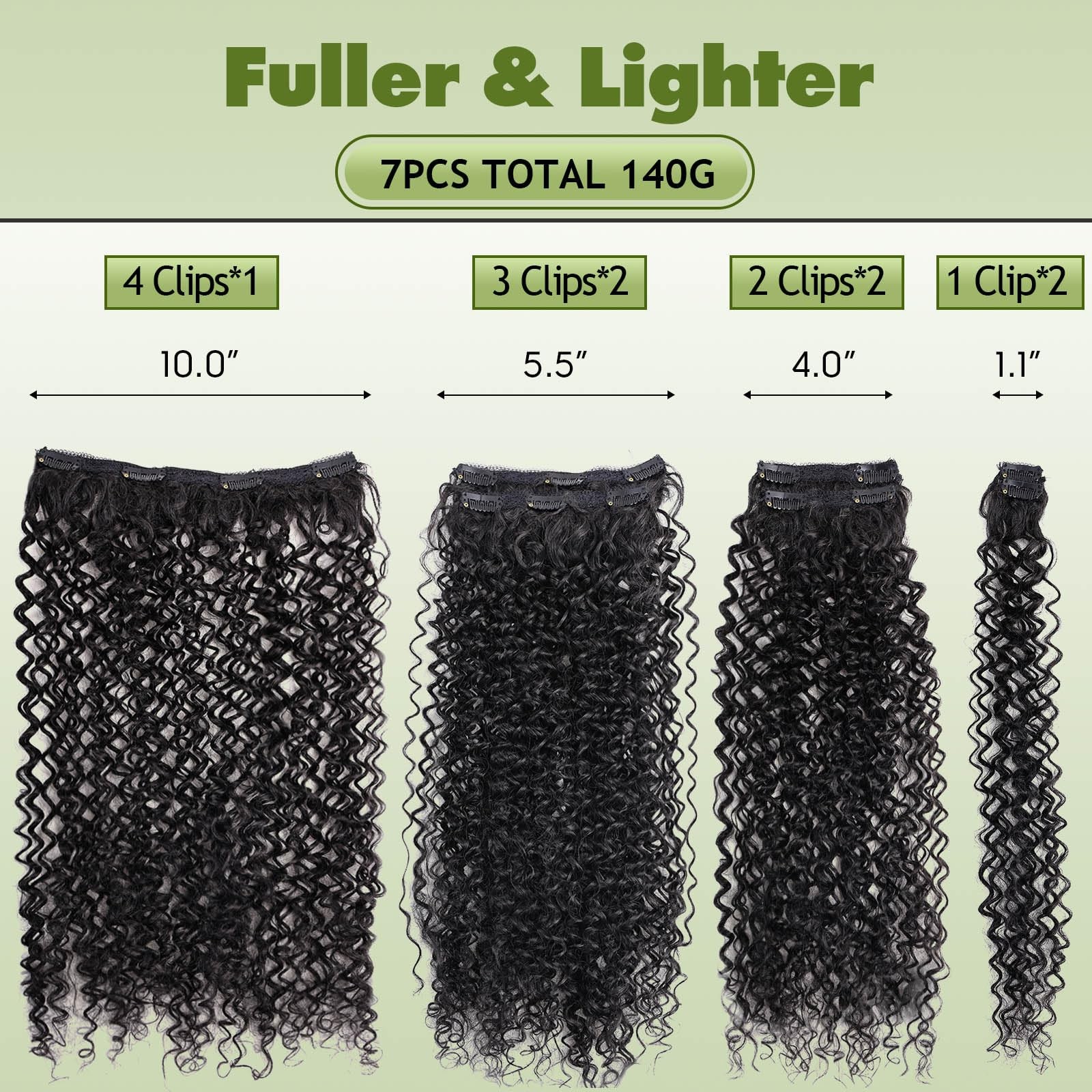 Clip In Hair Extensions – 140G Synthetic hair Dark Brown Clip in Human Hair F…