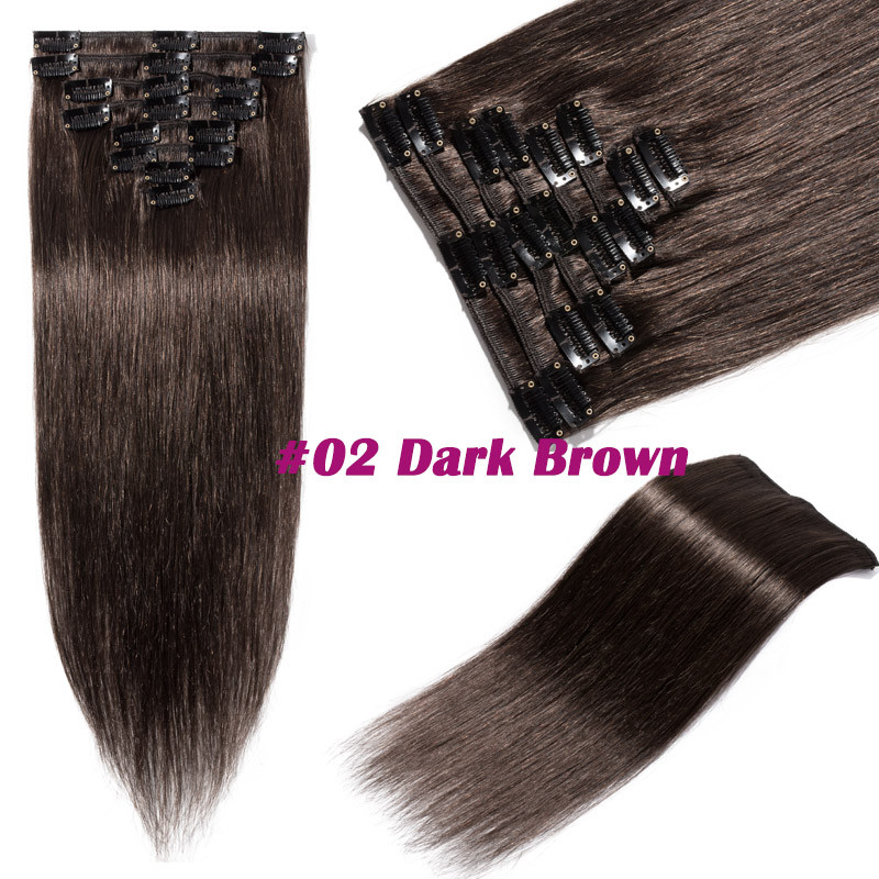8-24inch Clip In 100% Real Remy Human Hair Extensions Full Head Highlight BLONDE