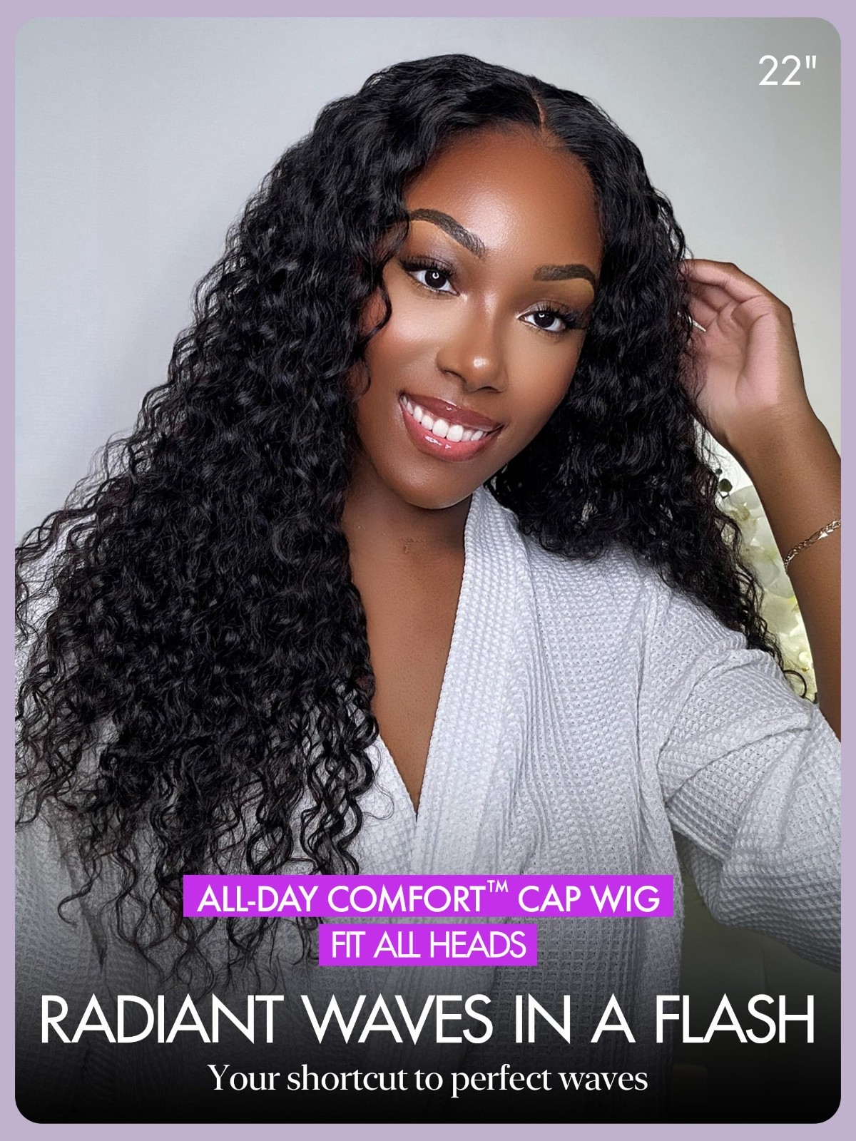 All-Day Comfort Water Wave 5×5 Deep Wave Lace Front Wig – Curly Human Hair, Pre-
