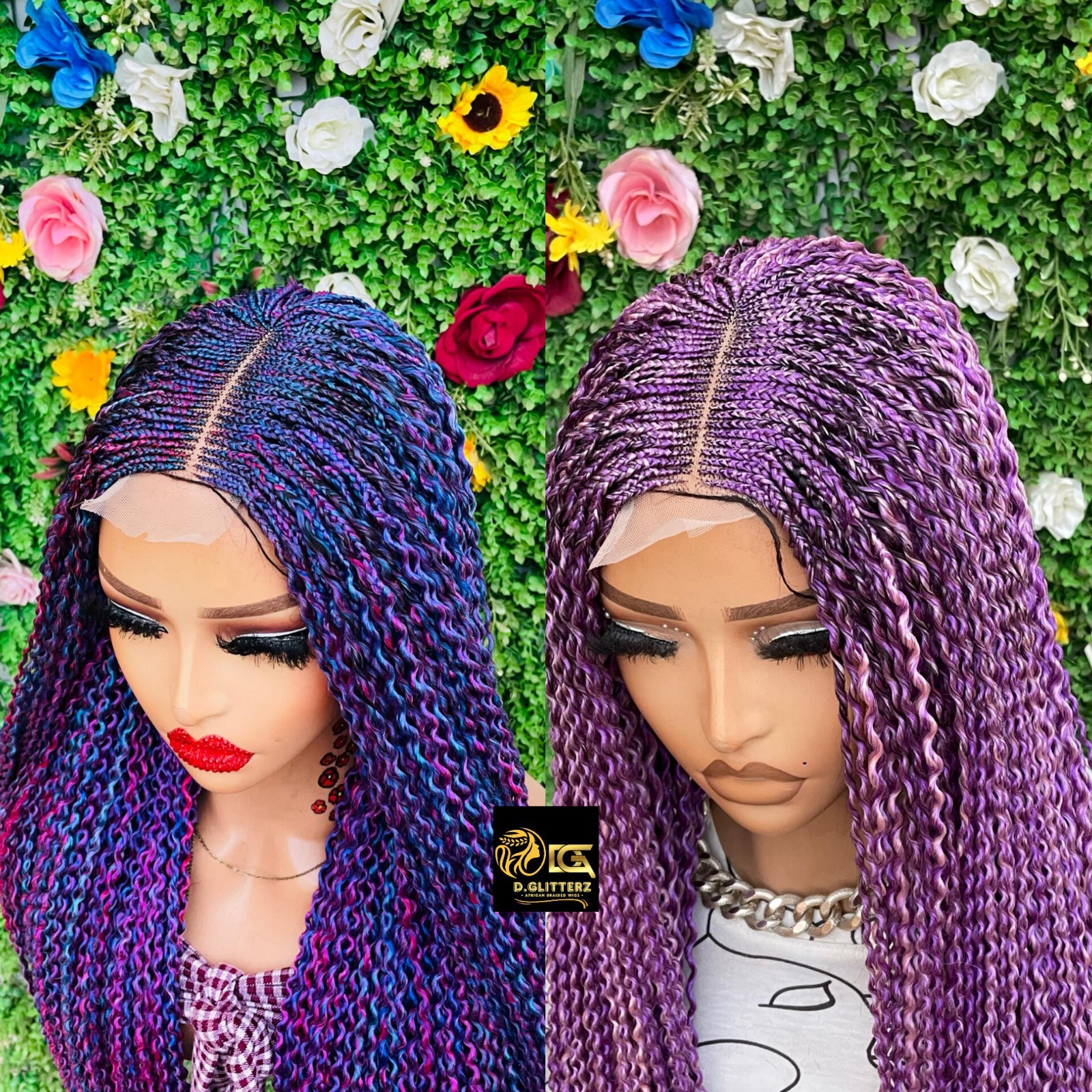 WATERMELON BRAIDED WIG ON 2*4 LACE CLOSURE 35″
