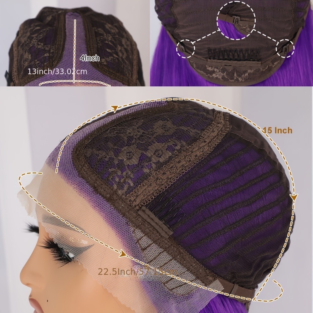 Synthetic Lace Front Wigs Glueless Purple Color Hair Wig Pre Plucked Heat Safe