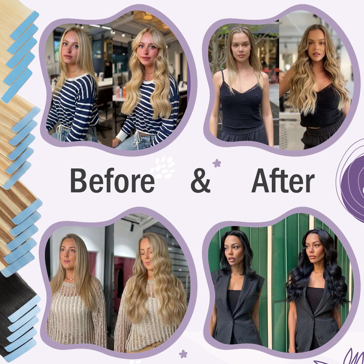 Invisible Tape In Remy Human Skin Weft 100% Hair Extensions THICK Full Head 150G