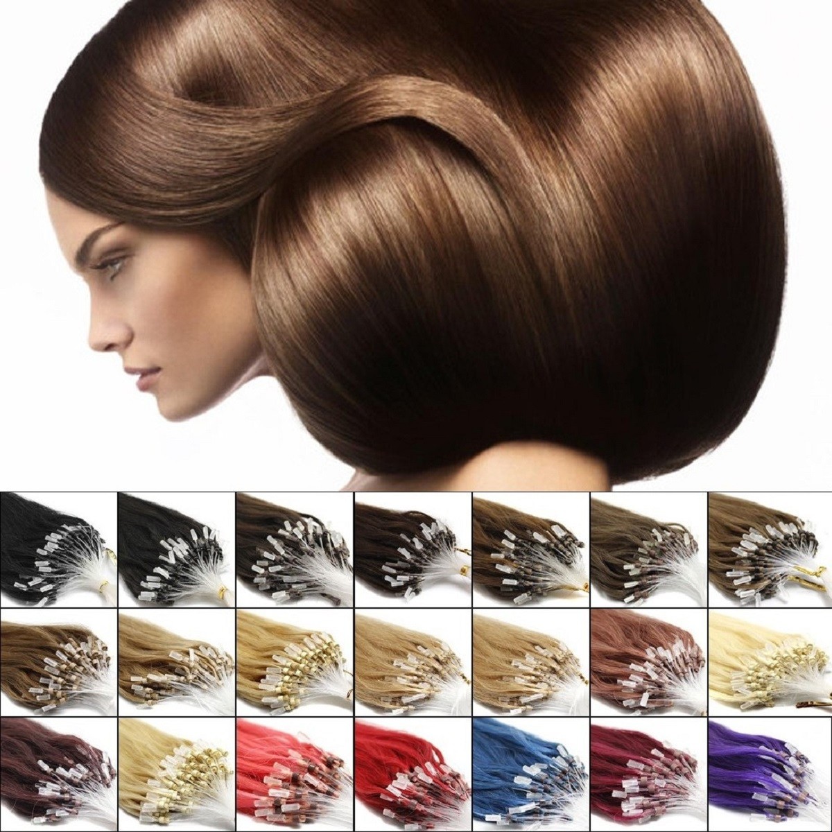 Micro Links Human Hair Extensions Nano Bead Micro Loop Natural Indian Hair US