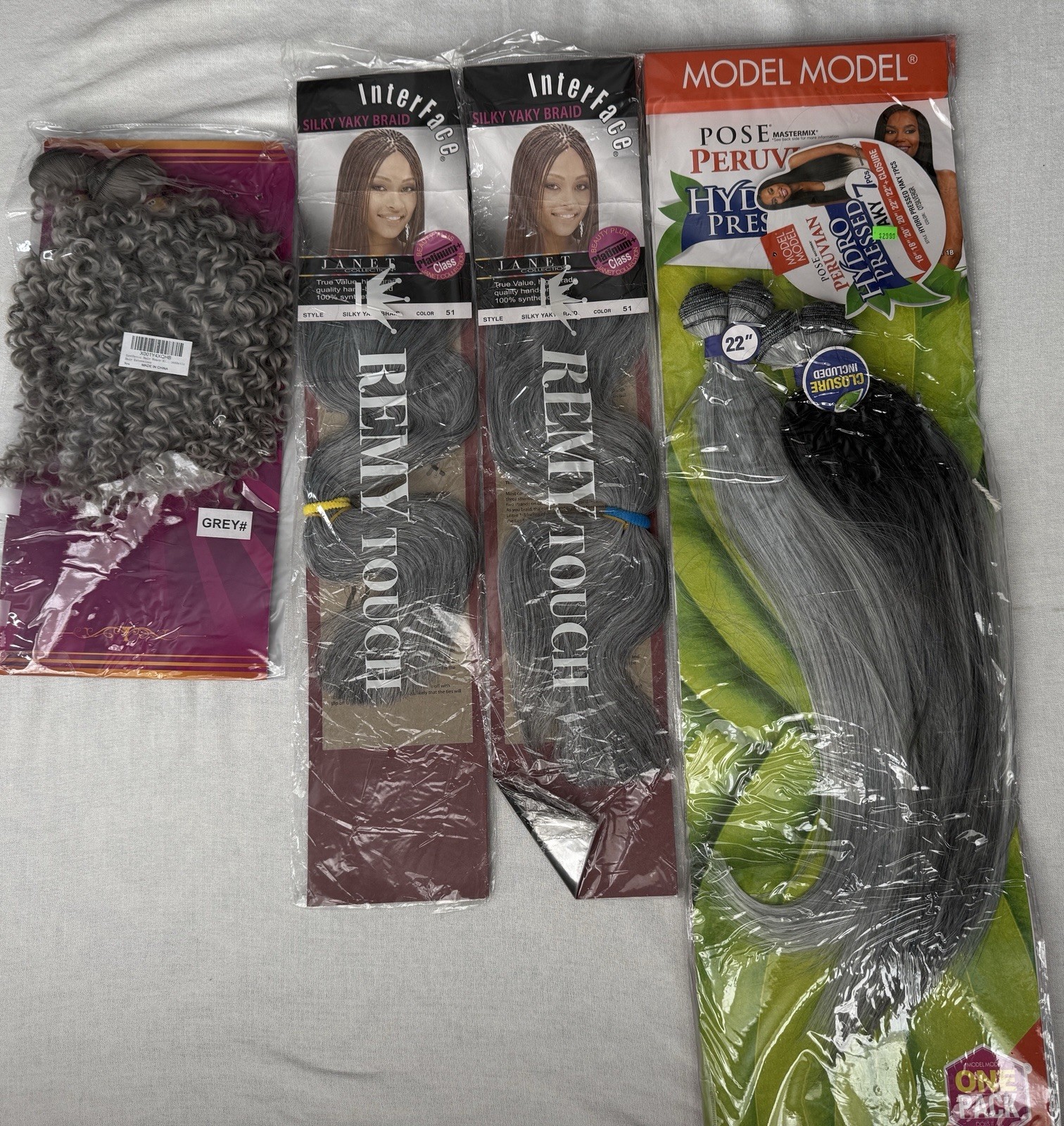 Hair Extensions Lot of 19 Packs Amazon, Jerry Curl, Freetress, Lots Of Gray