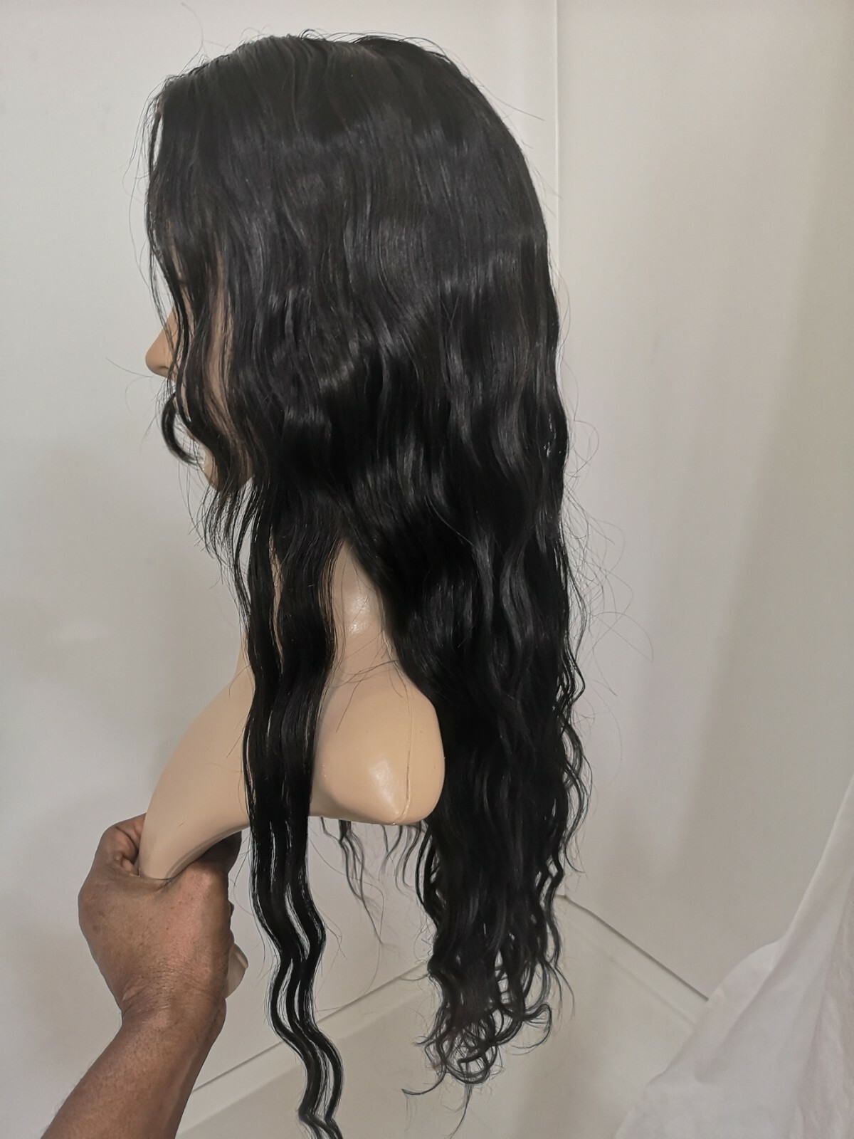 Custom High Quality Sexy 24” Virgin Human Hair Front Lace Wig 1B