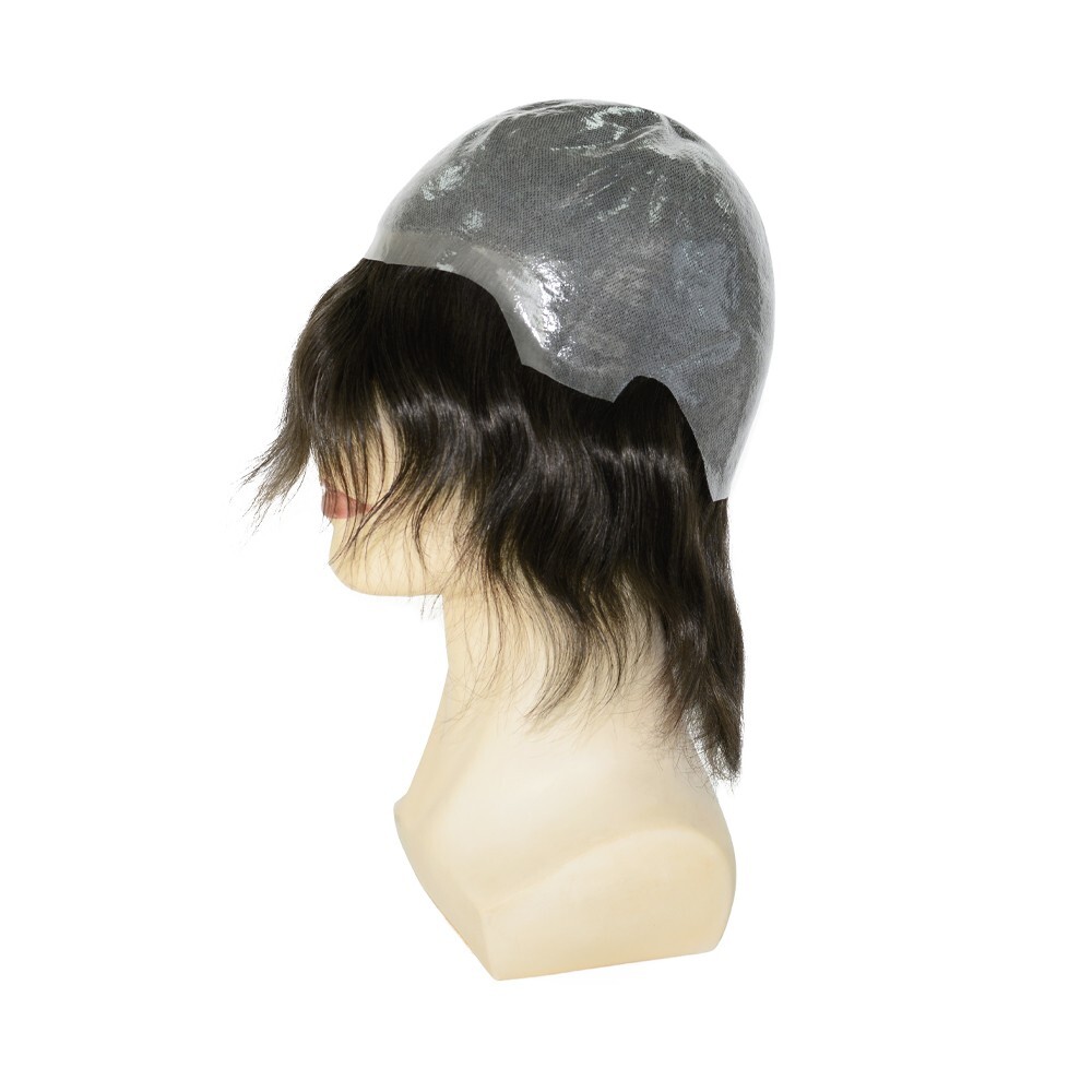 Mens Human Hair Full Head Wigs Thin Skin Wig Hair Replacement Medium Size 6” #2