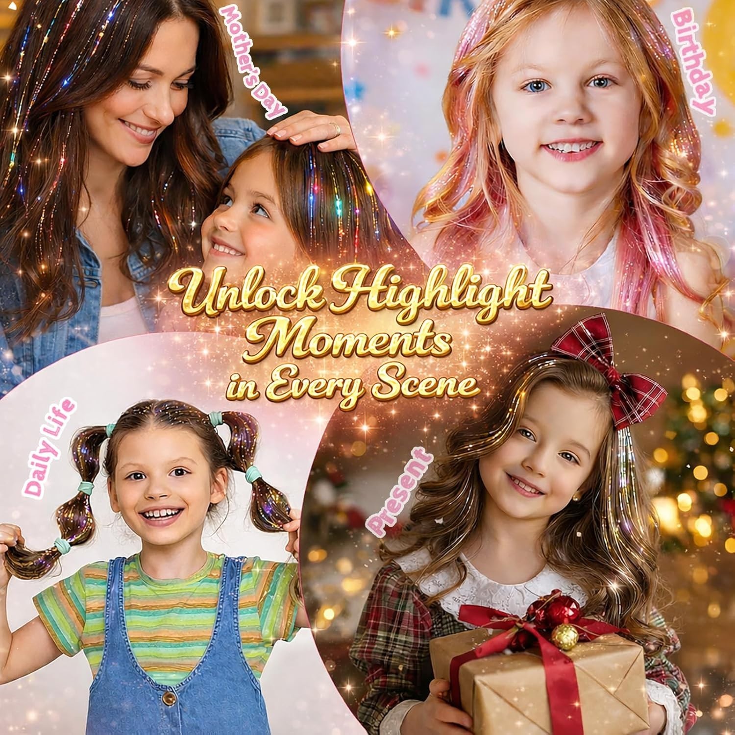 Hair Tinsel, 22 Colors Fairy Hair Tinsel Kit for Girls Women 48 Inch 8800 Str…