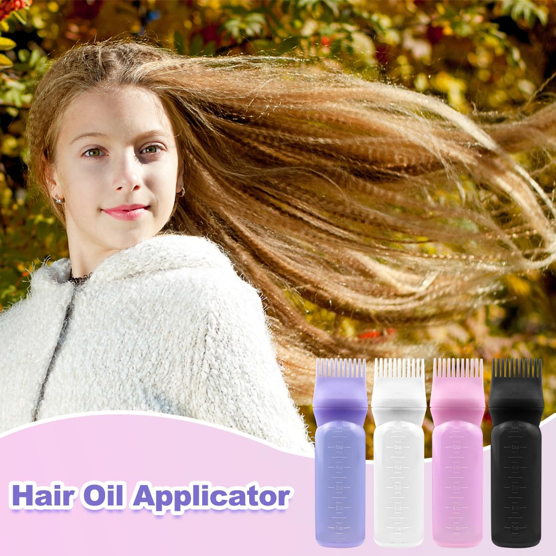 4PCS Hair Oiler Comb Bottle, Root Applicator for Scalp Oil and Hair Oiling, 6Oz