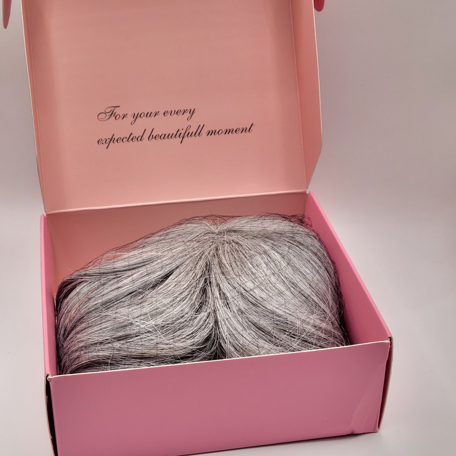Hair Topper Natural Hair 5×6 Clip in Short Wiglet Gray Salt & Pepper Wavy Bangs