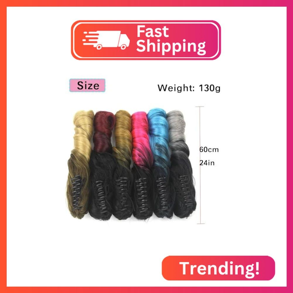iLUU Claw Ponytail Synthetic Hair Extensions Clip on Hairpiece 20″ 140g Ombre Co