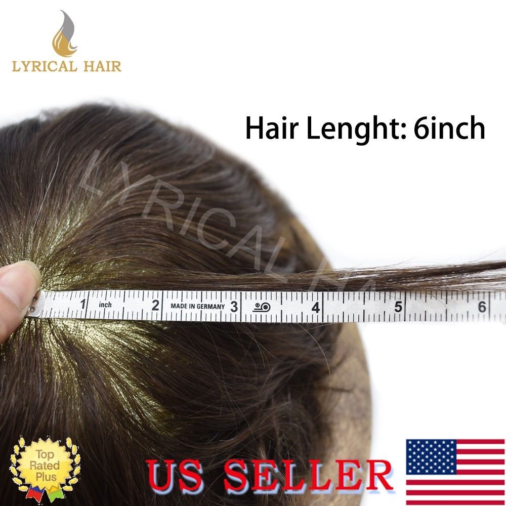 US Men’s Toupee French Lace PU Human Hair Invisible Hairpiece Replacement System