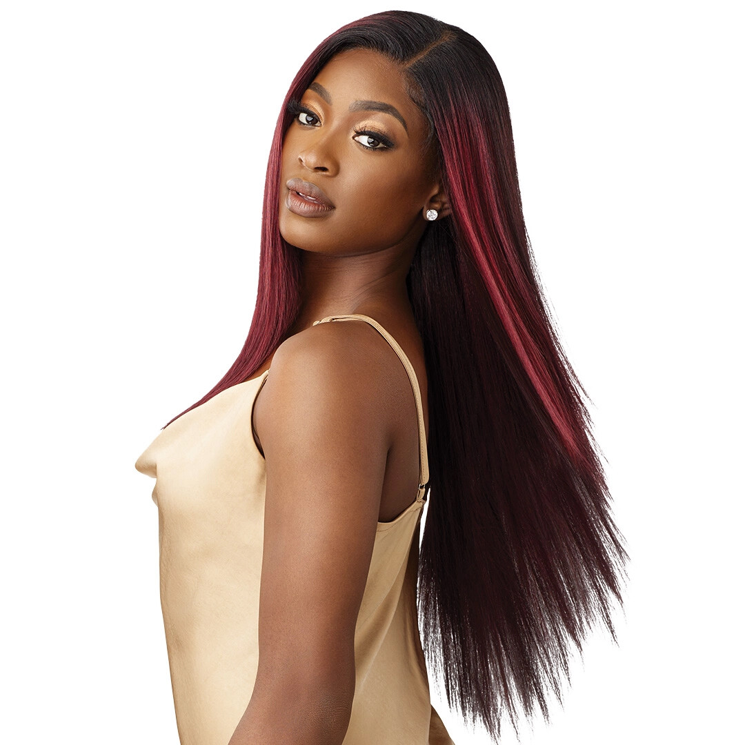 OUTRE HUMAN HAIR BLEND 5X5 LACE CLOSURE WIG – HHB YAKI STRAIGHT 26″