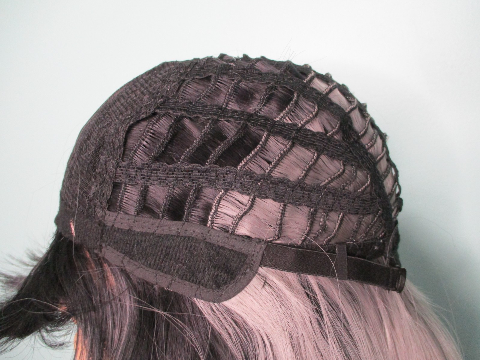 30″ violet gray and black ombre long wavy WIG – NEW – swept bangs