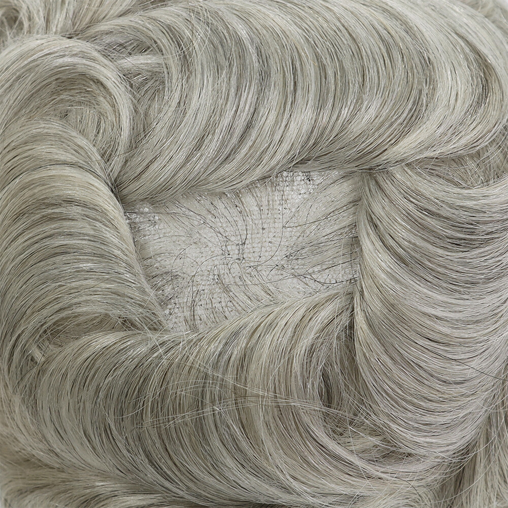 Toupee For Men Lace Human Hair Replecement System Grey Hairpieces Grey 8×10 #580