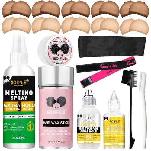Wig Accessory Kit 29PCS – Lace Front Glue, Remover, Caps, Elastic Band, Edge Con