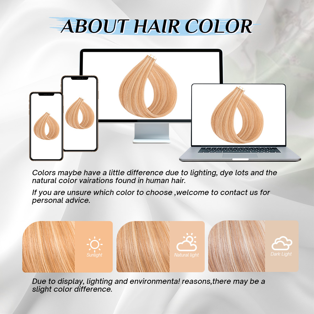 CLEARANCE 100% Remy Tape In Human Hair Extensions Thick 150G Skin Weft Highlight