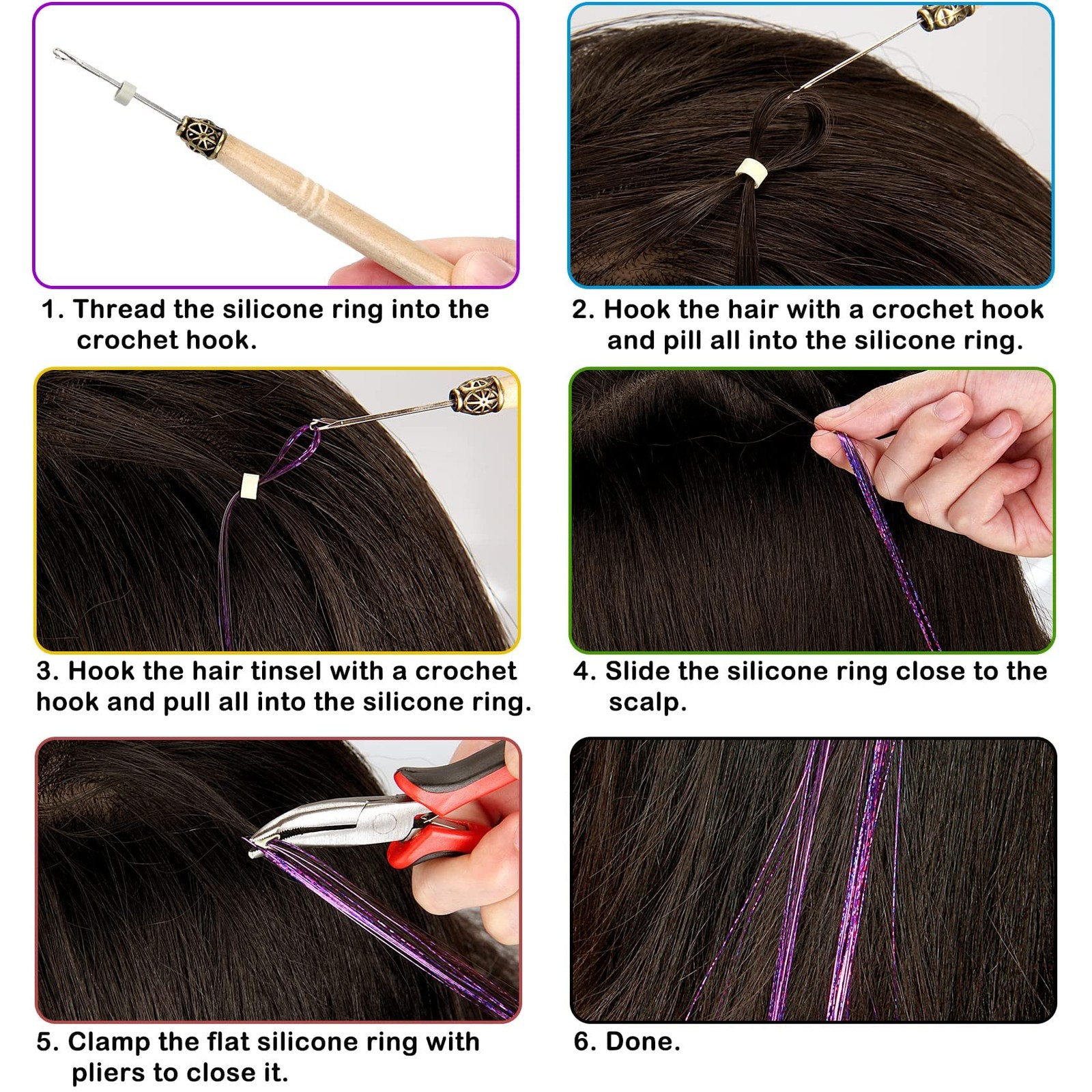 Hair Tinsel Kit, 18 Colors 48 Inches, Fairy 18 colors kit