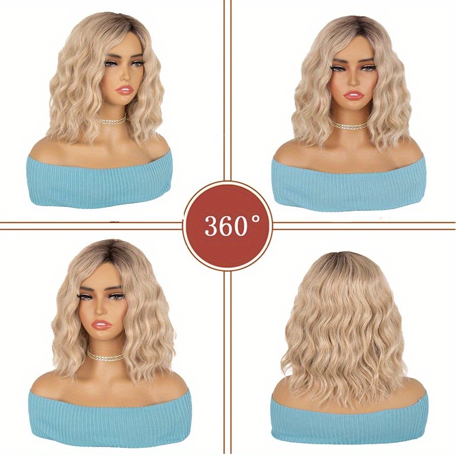 Blonde Gold Brown Short Natural Wavy Curly Blonde Wig Women’s Synthetic Hair