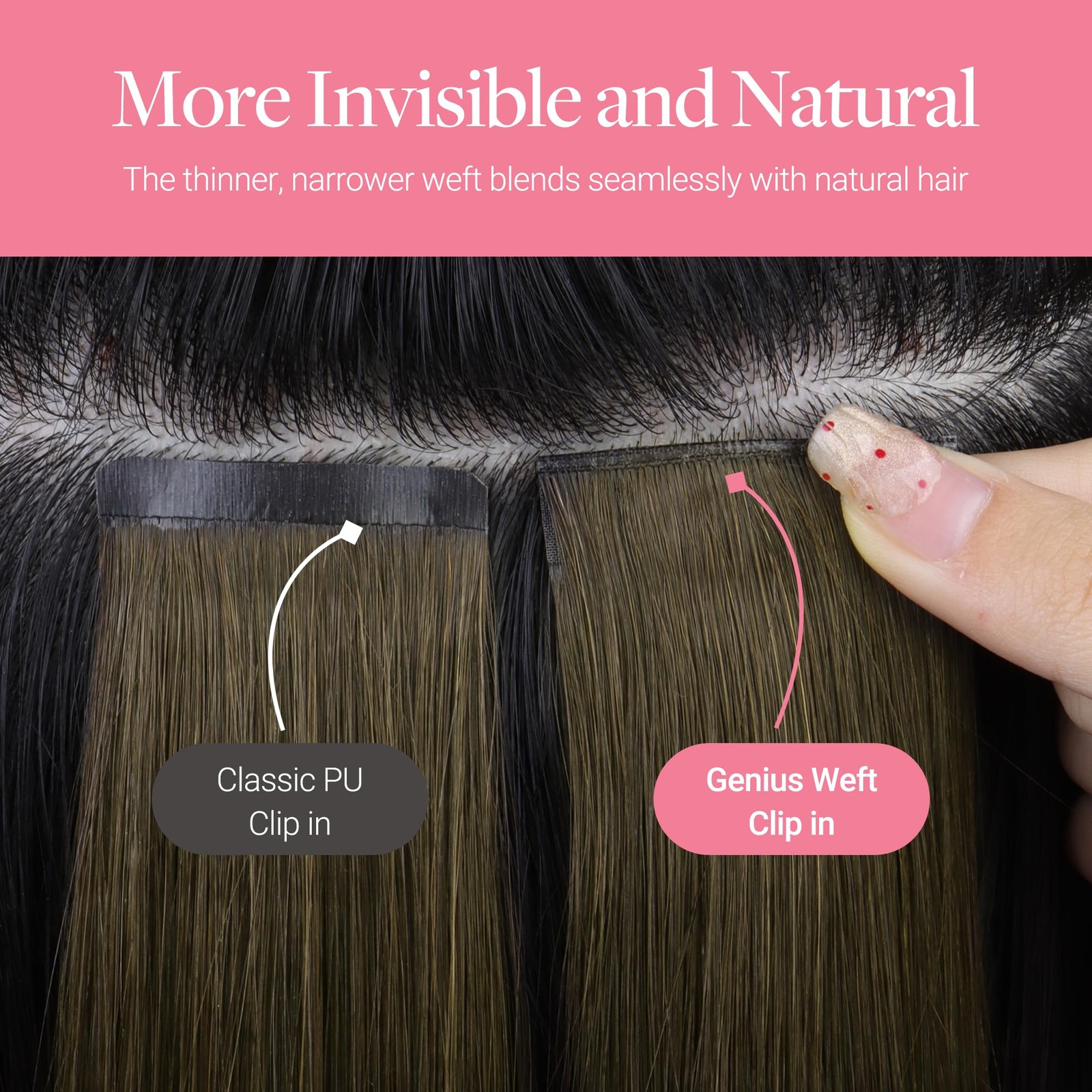Goo Goo Genius Clip In Hair Extensions 16Inch 140G 7Pcs Seamless Pu Clip In