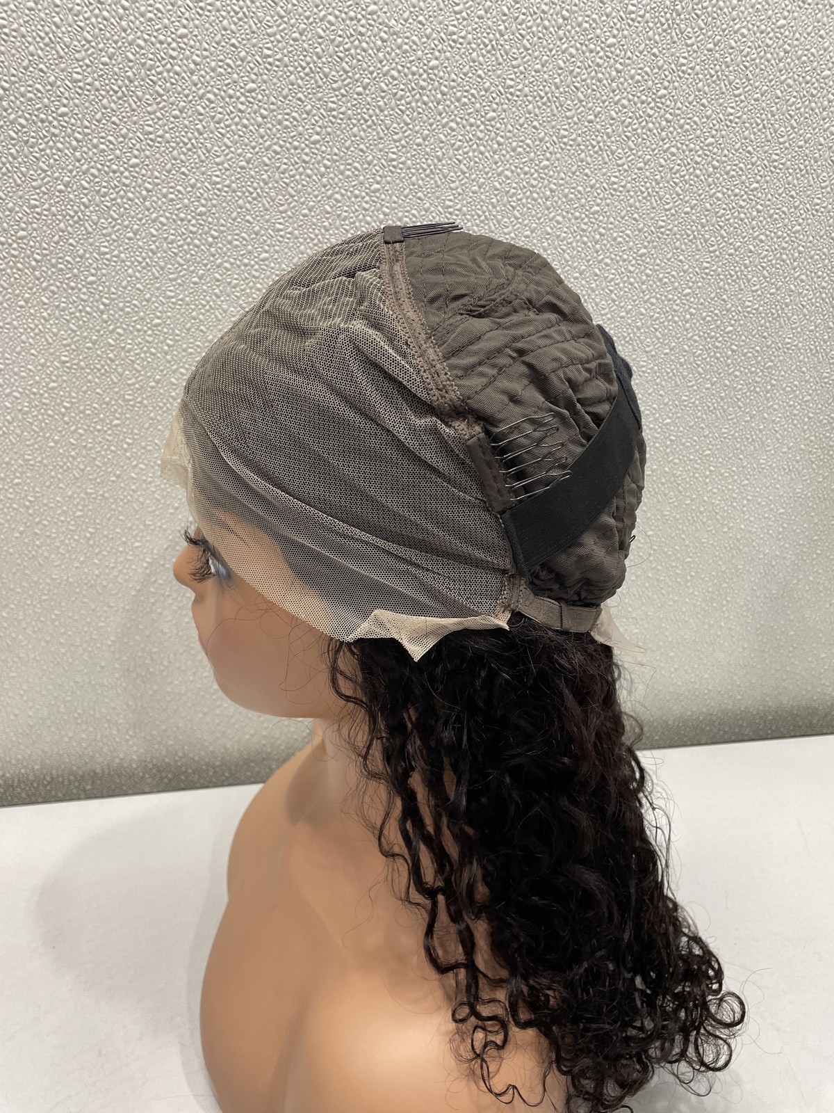 Natural Black Water Wave Human Hair Blend 13×4 Lace Front 180% Density Wig, 18″