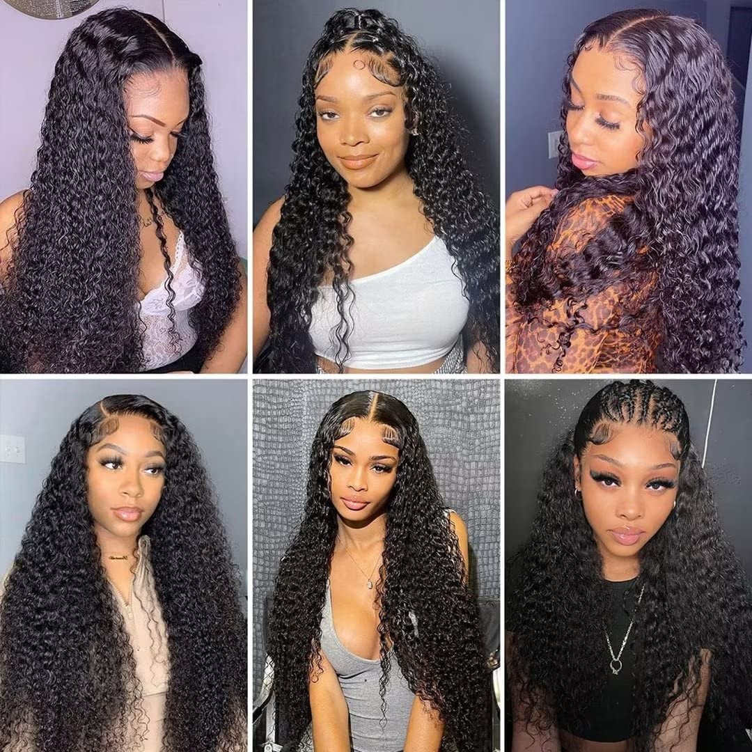 5×5 Deep Wave Transparent Lace Wigs 200% Density Natural Color Wigs Human Hair