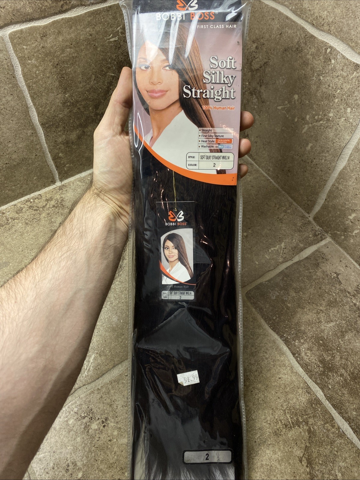 Bobbi Boss 14” Soft Silky Straight 100% Human Hair Weaving Color 2 Dark Brown