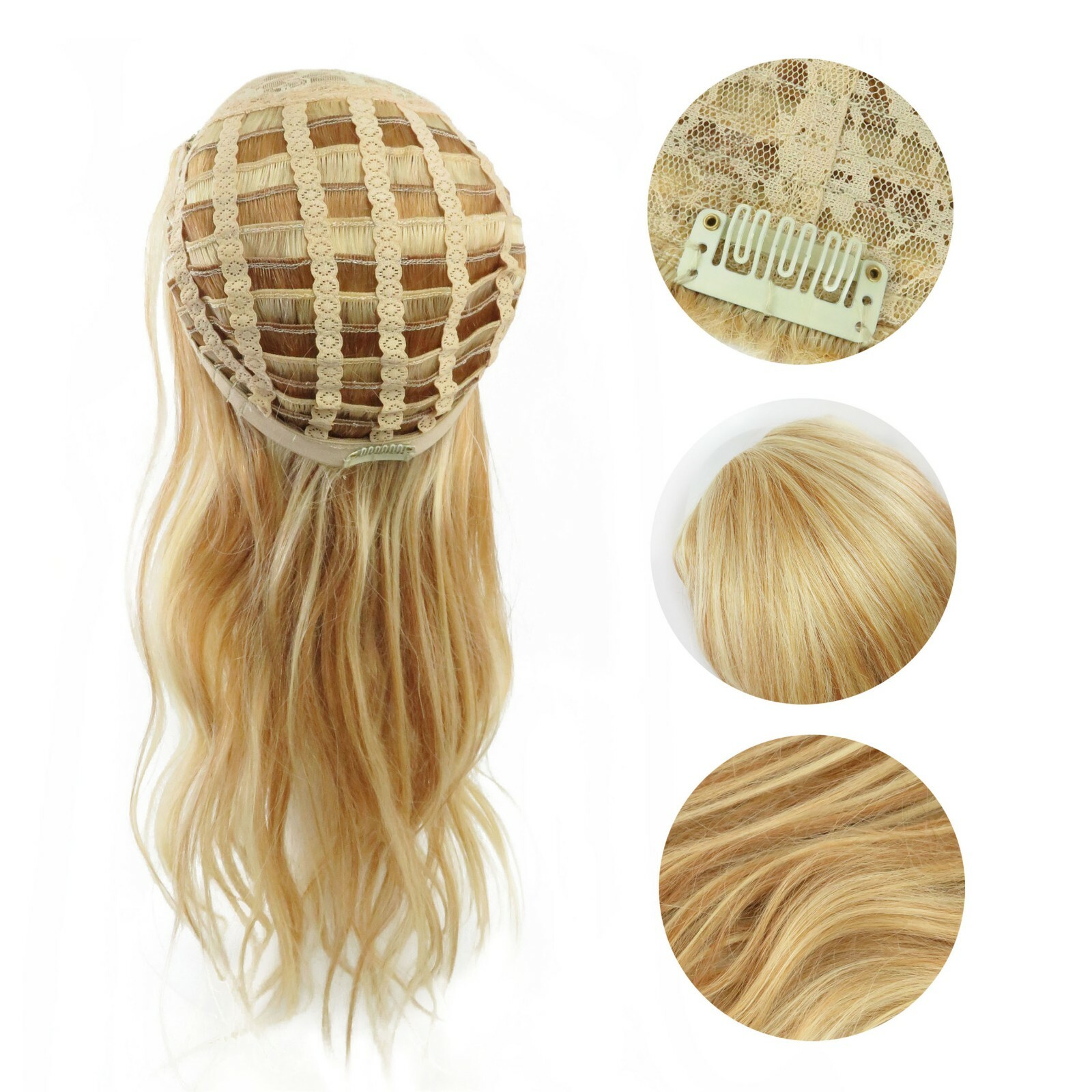 Long Body Wavy Glueless 100% Human Hair 3/4 Half Wig Machine Weft Cap 140g-200g