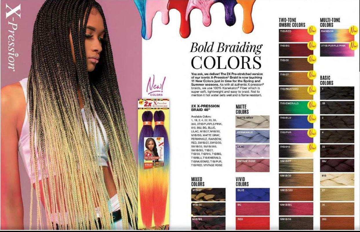 4 Packs X-pression Xpression Expression 100% Kanekalon Braid Hair 2-3dy shipping