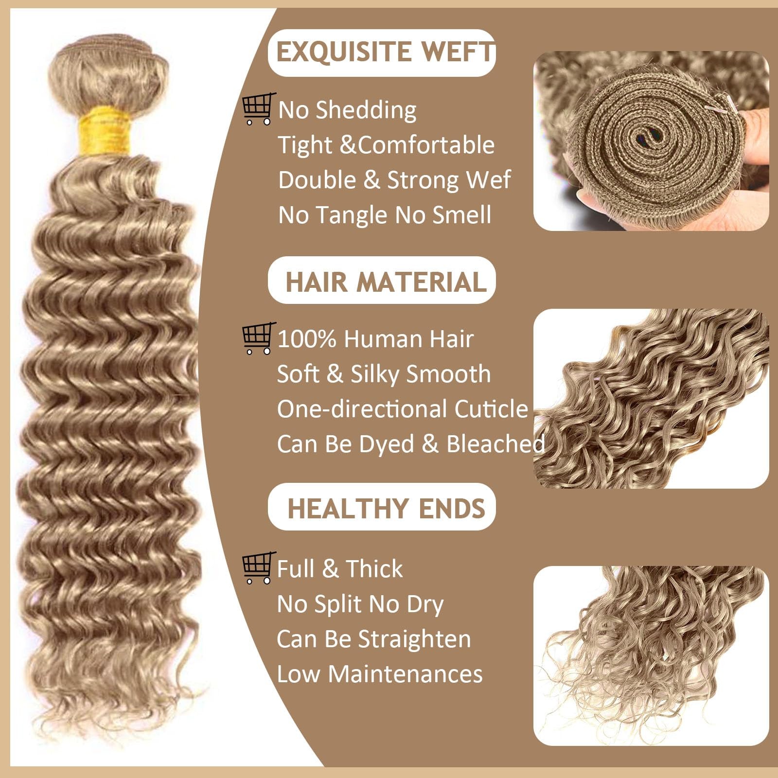 Honey Light Blonde Jerry Curl Bundles Human Hair 12A Raw Hair Color 22 Bundle…