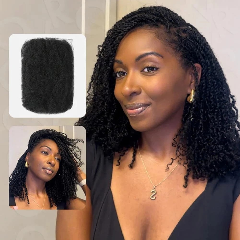 Soft 100% Human Hair – 12 Inch Afro Kinky Bulk for Stylish Dreadlocks & Braids