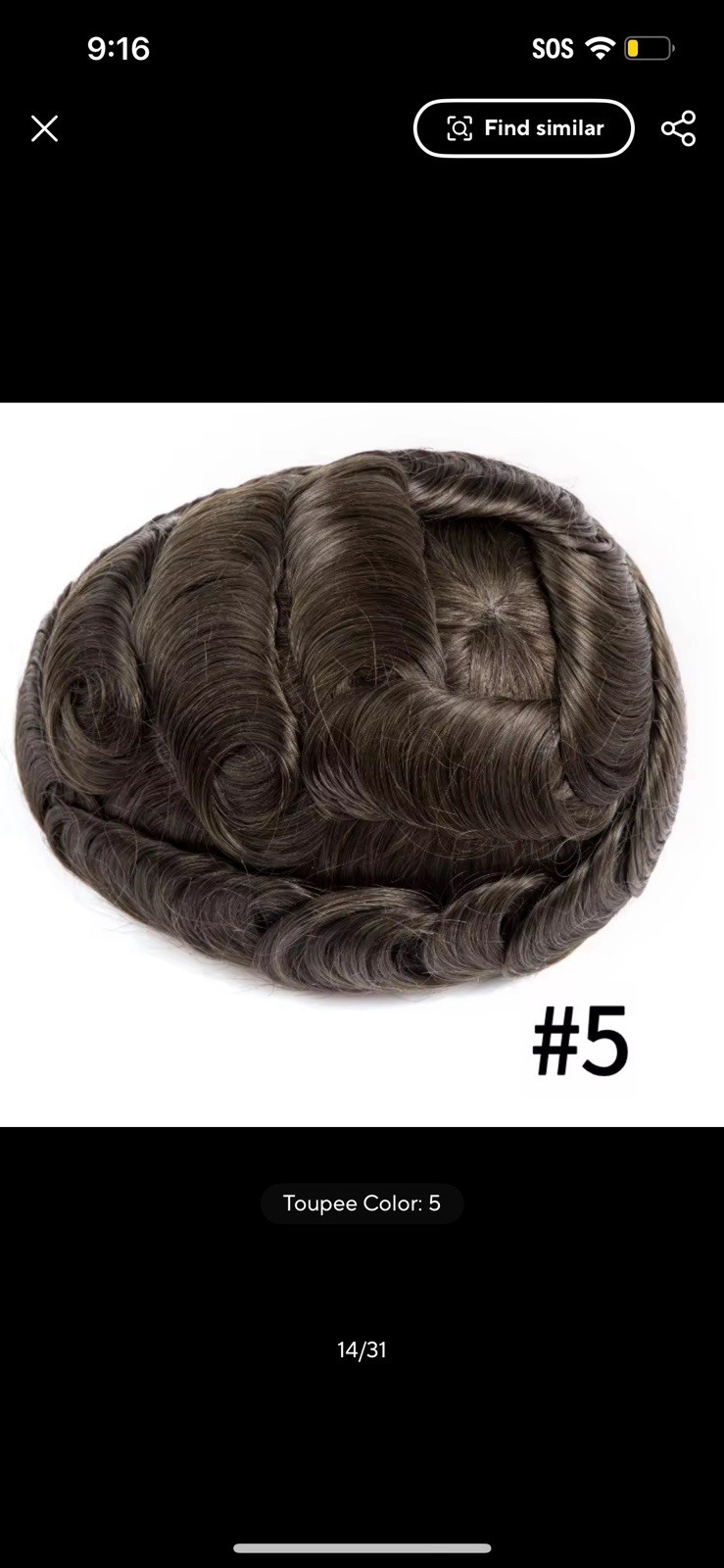 TEMCG Men’s Human Hair Toupee Hairpiece Mono Base Wavy Natural Multi Color