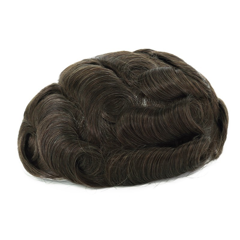 Discount Toupee For Mens Human Hair Replecement System Lace 80% Denisty 8×10 #4