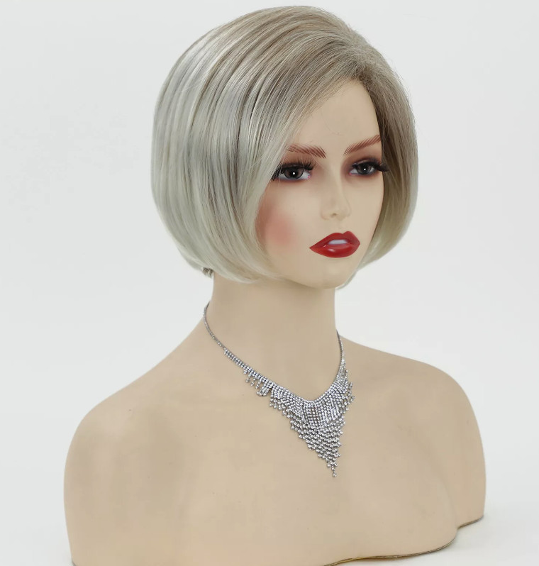 Japanese Short Bob Wigs for Women Ash Blonde Ombre Hair Fancy Dress Party Wig