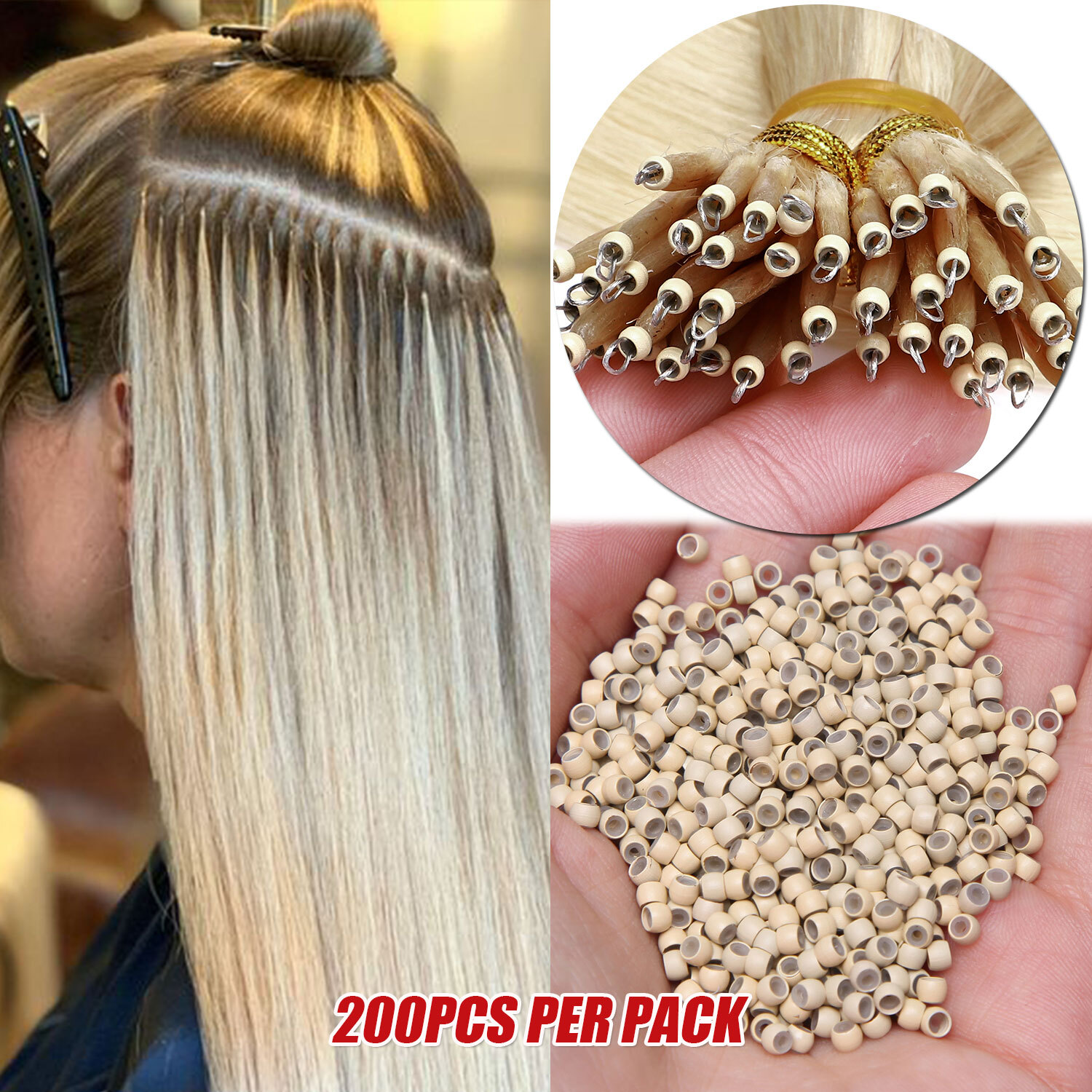 Nano Ring Loop Threader Pulling Tool Silicone Bead for Nano Bead Hair Extensions