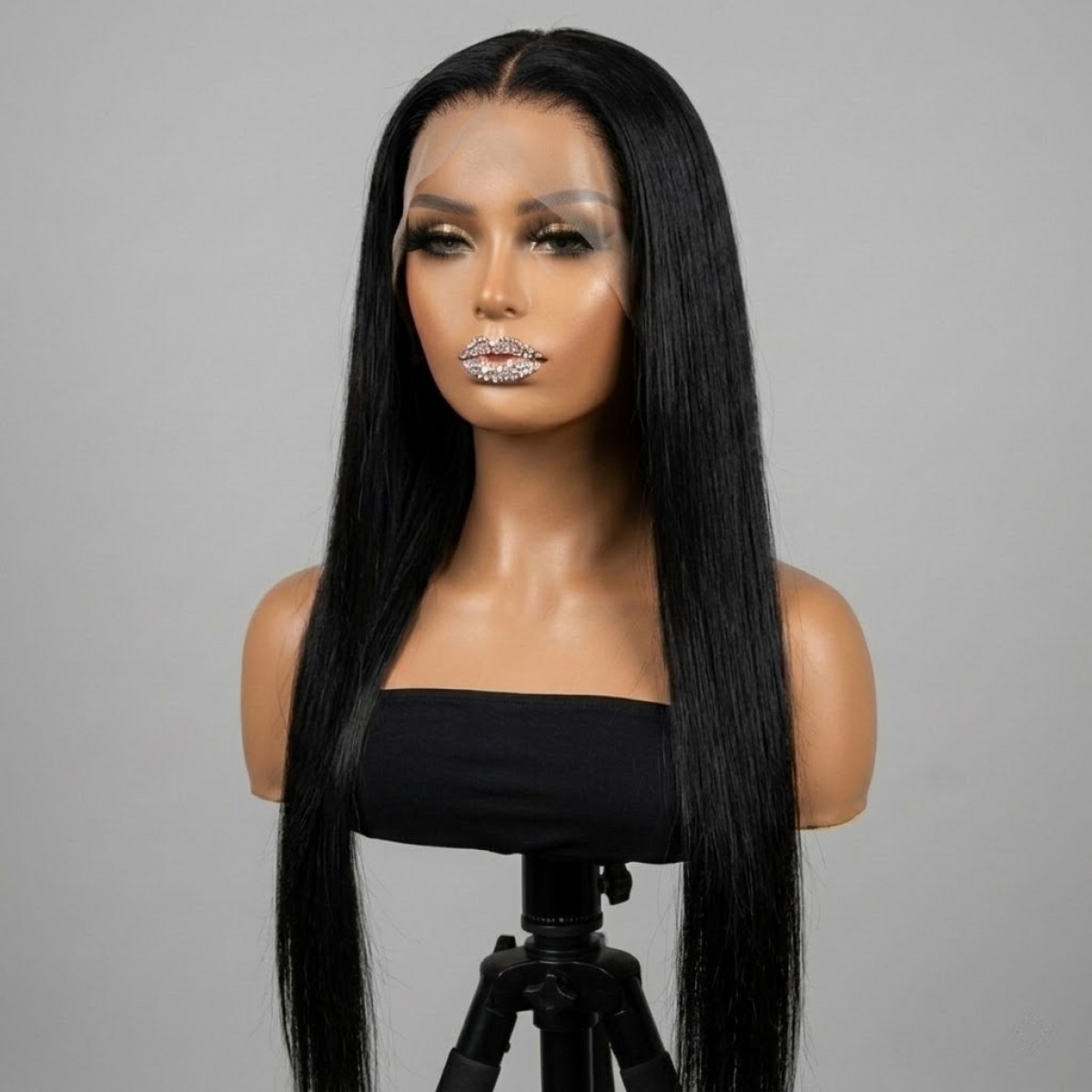 Long Straight Black Natural Lace Frontal Wig Synthetic Hair Women